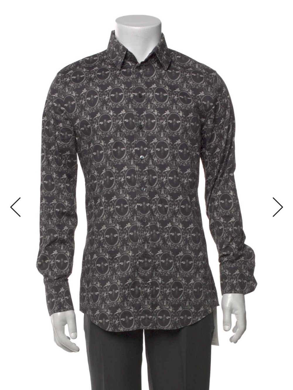 Men's Long-Sleeve Patterned Shirt - Charcoal Gray by Dolce&Gabbana
